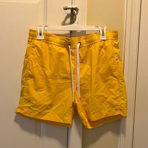 Men’s Yellow Onia Charles Swim Trunks 5”